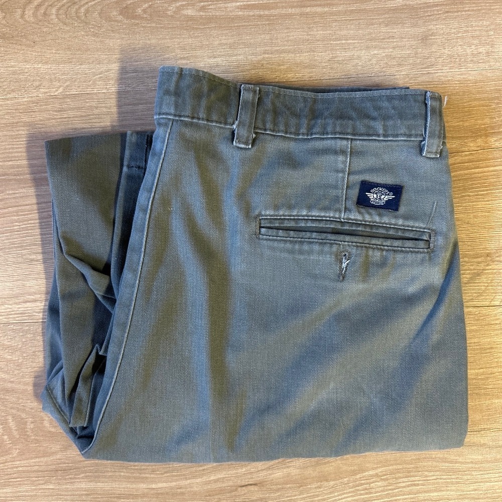 Dockers Mens‎ Classic Fit Pleated Chinos Slate Blue Gray Cotton Pants 34x30